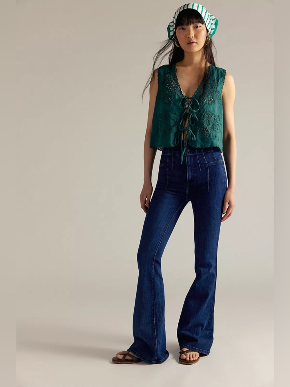 Free People We The Free Jayde High Rise Flare Leg Jeans Night Sky Size 24